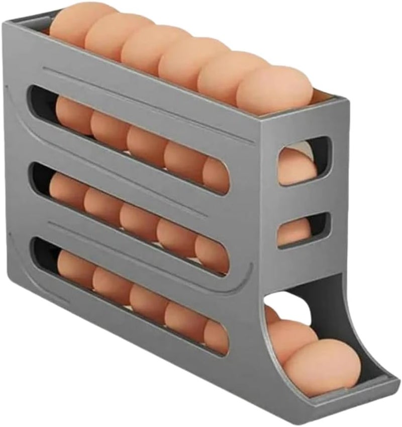 MAYLESS EGG HOLDER FOR FRIDGE, Auto Rolling Fridge Egg Organizer, Egg Rack For Refrigerator. (Grey) - Image 1